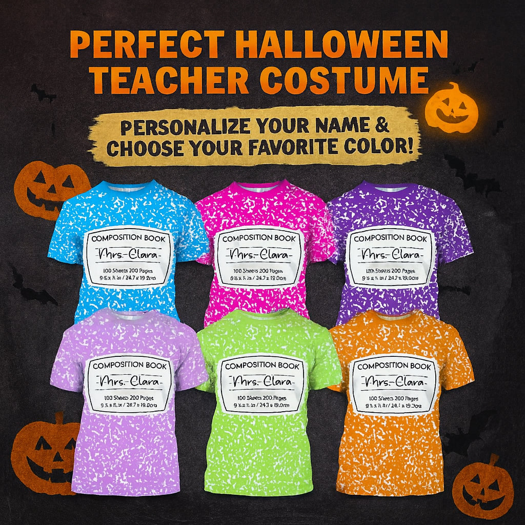 Notebook Theme Composition Book Personalized Group Matching Shirt, Halloween Costume For Teachers